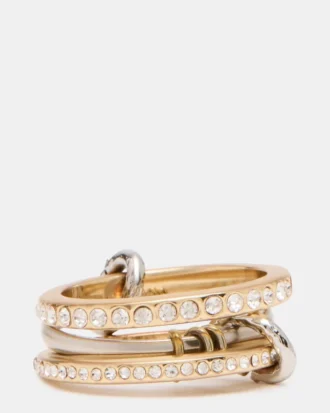 Anillo apilado con pedrería dorada multicolor