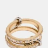 Anillo apilado con pedrería dorada multicolor