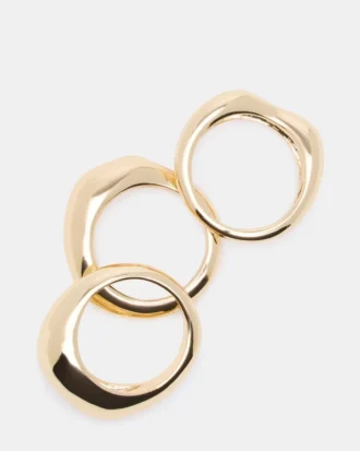 Anillos apilables ondulados dorados