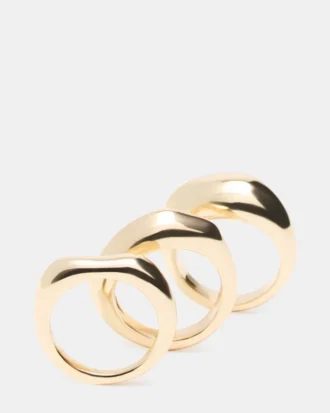 Anillos apilables ondulados dorados