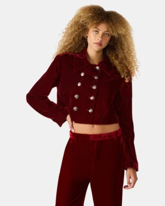 Blazer Tonia de terciopelo rojo