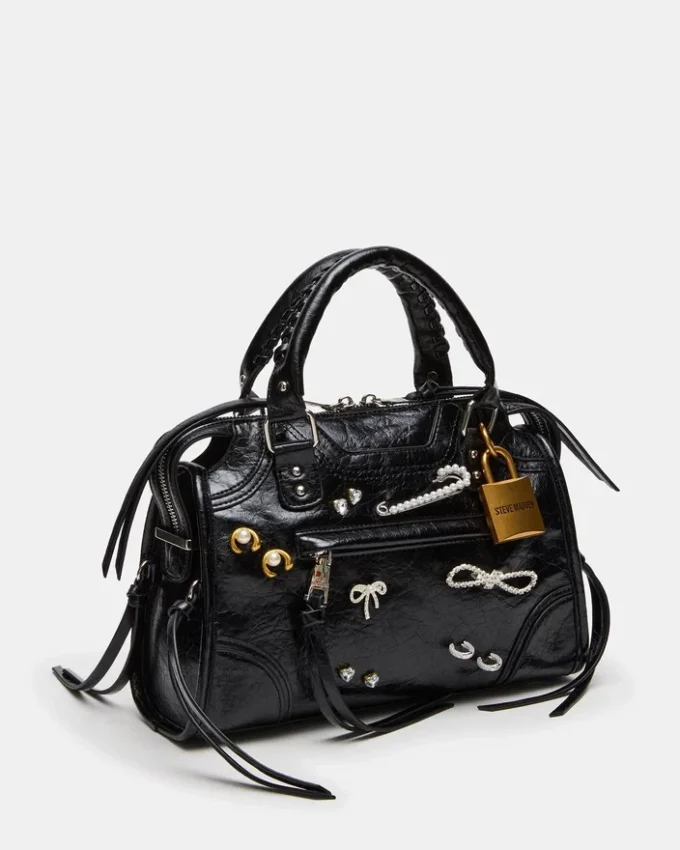 Bolso Riggs con adornos, negro desgastado Bolso Riggs con adornos, negro desgastado