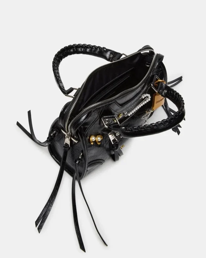 Bolso Riggs con adornos, negro desgastado Bolso Riggs con adornos, negro desgastado