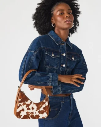 Bolso Smith con estampado de vaca marrón