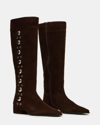 Botas altas de ante marrón con tachuelas Dingo