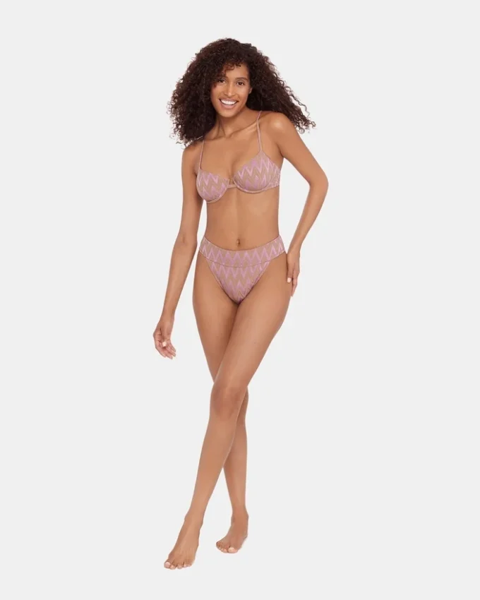 Braguita de bikini Chevron con brillos morada