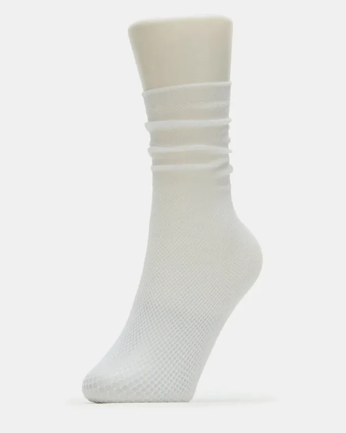 Calcetines cortos holgados de rejilla blancos Calcetines cortos holgados de rejilla blancos