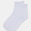 Calcetines tobilleros con borde de lechuga, blancos Calcetines tobilleros con borde de lechuga, blancos