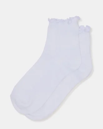 Calcetines tobilleros con borde de lechuga, blancos