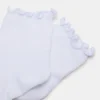 Calcetines tobilleros con borde de lechuga, blancos Calcetines tobilleros con borde de lechuga, blancos