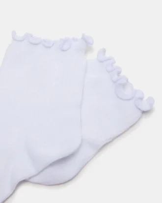 Calcetines tobilleros con borde de lechuga, blancos