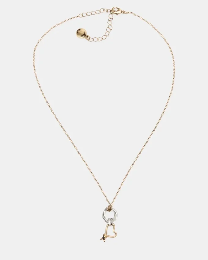 Collar con colgante de corazón con nudo en dos tonos Collar con colgante de corazón con nudo en dos tonos