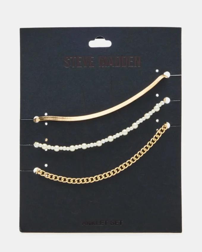 Conjunto de 3 tobilleras con cadena Conjunto de 3 tobilleras con cadena