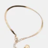 Conjunto de tobilleras con cadena en espiga dorada Conjunto de tobilleras con cadena en espiga dorada
