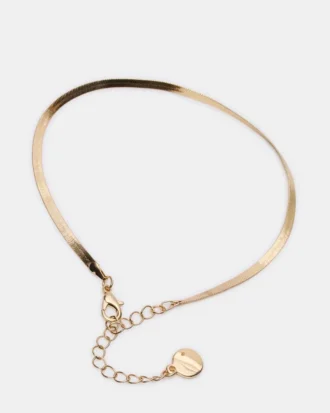 Conjunto de tobilleras con cadena en espiga dorada