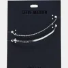 Conjunto de tobilleras con cadena en espiga, plata Conjunto de tobilleras con cadena en espiga, plata