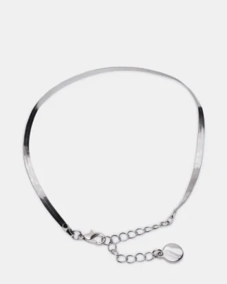 Conjunto de tobilleras con cadena en espiga, plata