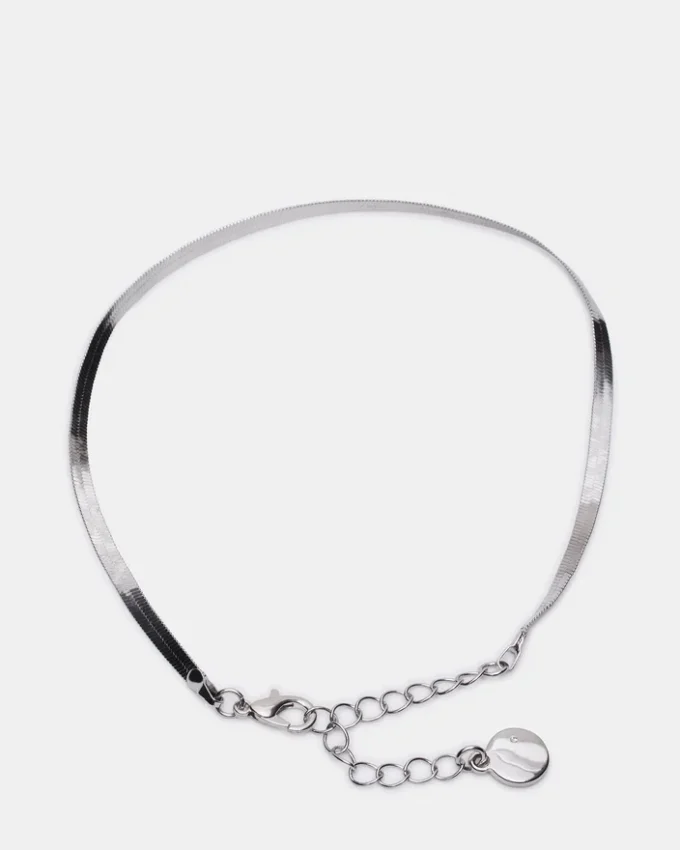 Conjunto de tobilleras con cadena en espiga, plata Conjunto de tobilleras con cadena en espiga, plata