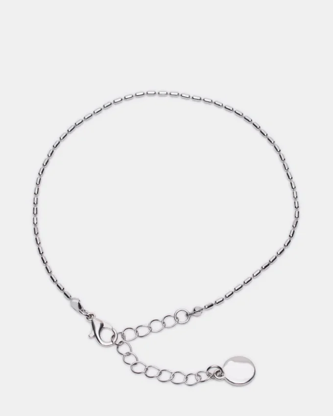 Conjunto de tobilleras con cadena en espiga, plata Conjunto de tobilleras con cadena en espiga, plata