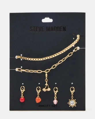 Conjunto de tobilleras con dijes de cereza