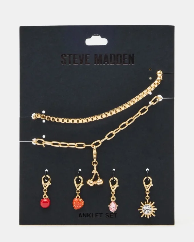 Conjunto de tobilleras con dijes de cereza Conjunto de tobilleras con dijes de cereza