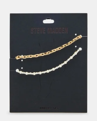 Conjunto de tobilleras de cadena de perlas de 2 piezas