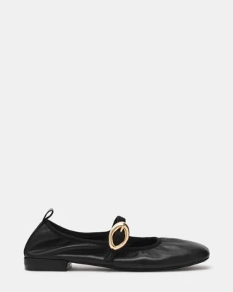 Daffia de cuero negro