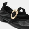 Daffia de cuero negro Daffia de cuero negro