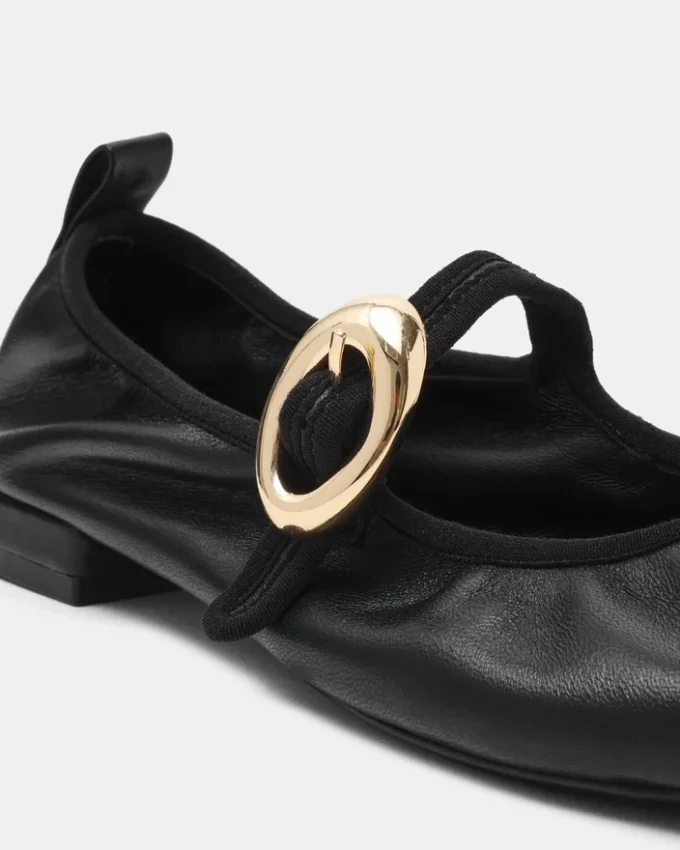 Daffia de cuero negro Daffia de cuero negro