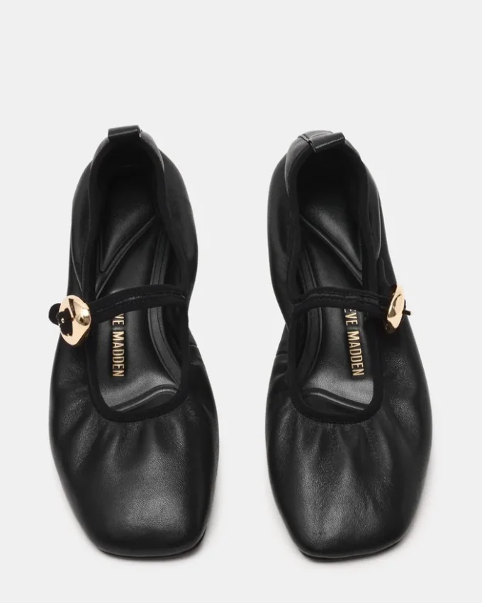 Daffia de cuero negro Daffia de cuero negro