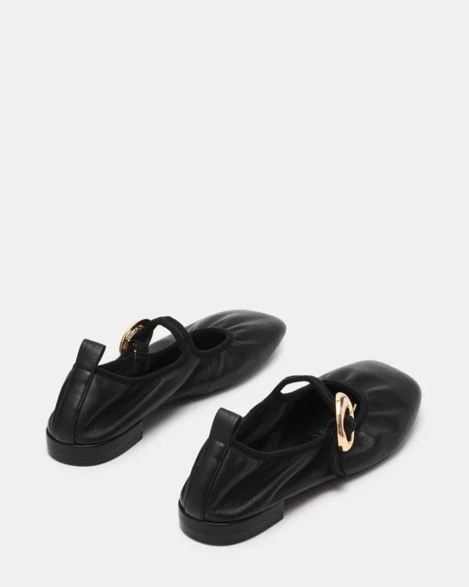 Daffia de cuero negro Daffia de cuero negro