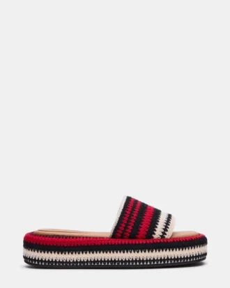 Estilo playero, tejido rojo multicolor