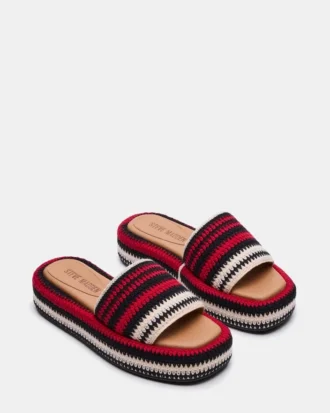 Estilo playero, tejido rojo multicolor