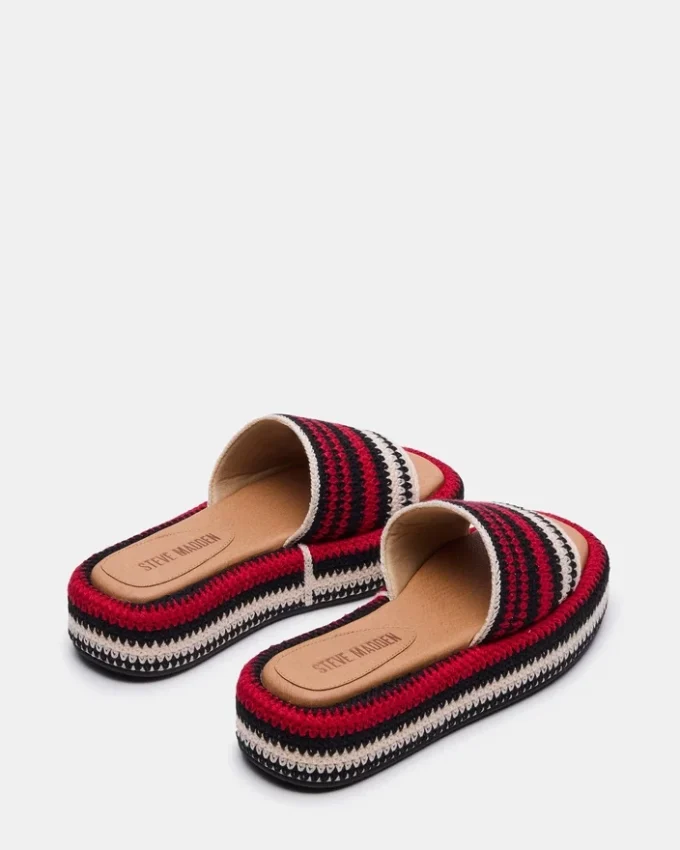 Estilo playero, tejido rojo multicolor Estilo playero, tejido rojo multicolor