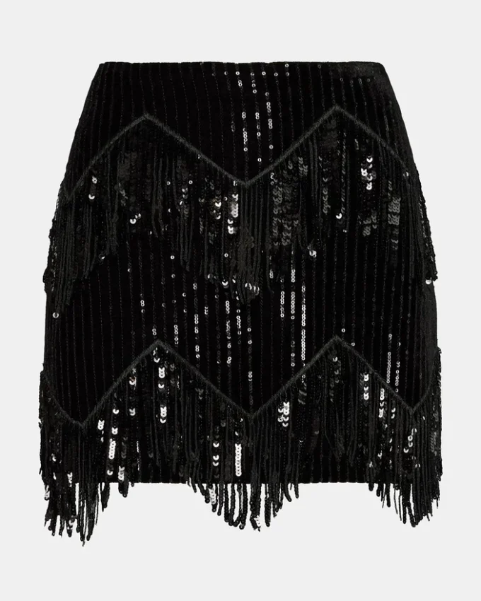 Falda de lentejuelas Cindi negra