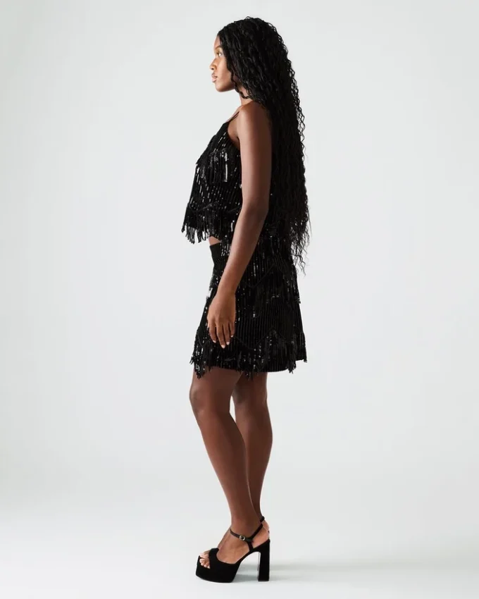 Falda de lentejuelas Cindi negra