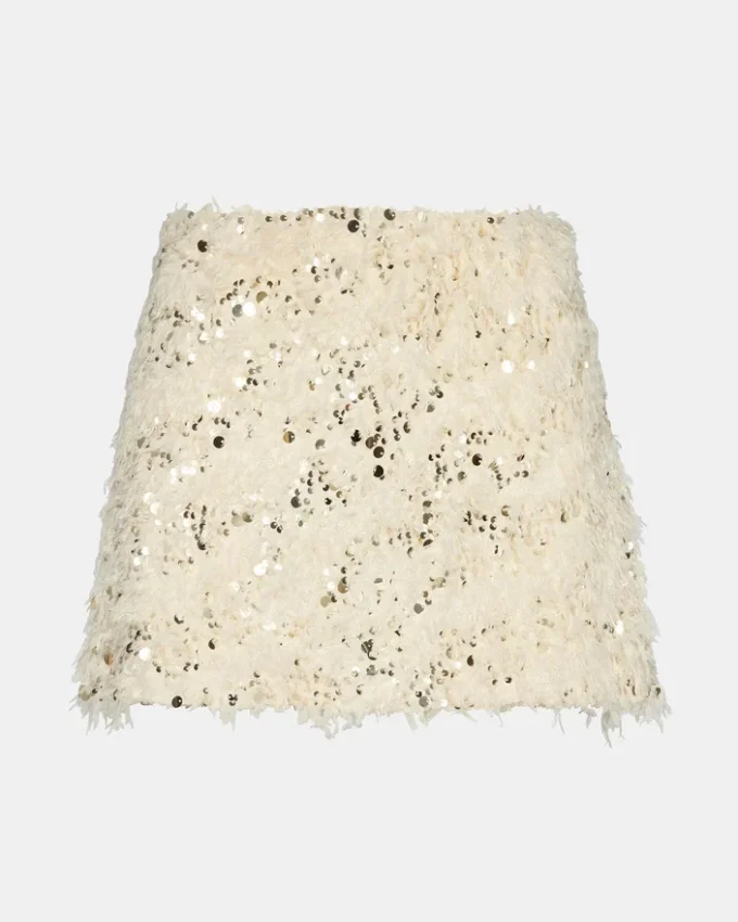 Falda de plumas Cindi Marfil