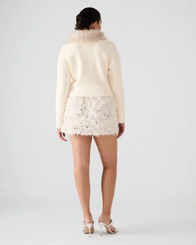 Falda de plumas Cindi Marfil