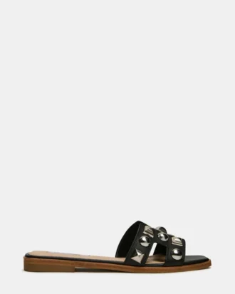 Hadyn Studs de cuero negro
