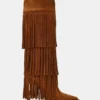 Kinzee Fringe de ante castaño Kinzee Fringe de ante castaño