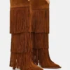 Kinzee Fringe de ante castaño Kinzee Fringe de ante castaño