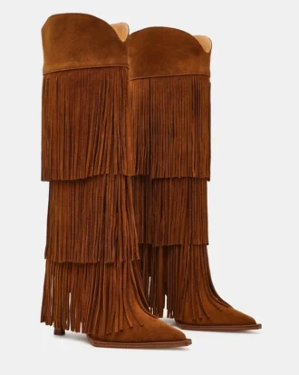 Kinzee Fringe de ante castaño