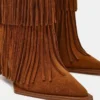 Kinzee Fringe de ante castaño Kinzee Fringe de ante castaño