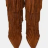 Kinzee Fringe de ante castaño Kinzee Fringe de ante castaño
