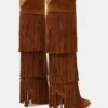 Kinzee Fringe de ante castaño Kinzee Fringe de ante castaño
