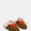 Mules Aziel de ante color castaño con pelo sintético