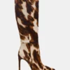 Nitro Brown Cow Print Wide Calf