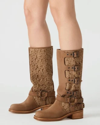 Nubuck floral Rocky en color tostado