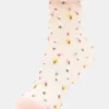 Pack de 2 calcetines de tul con estampado de flores silvestres en color rosa palo Pack de 2 calcetines de tul con estampado de flores silvestres en color rosa palo