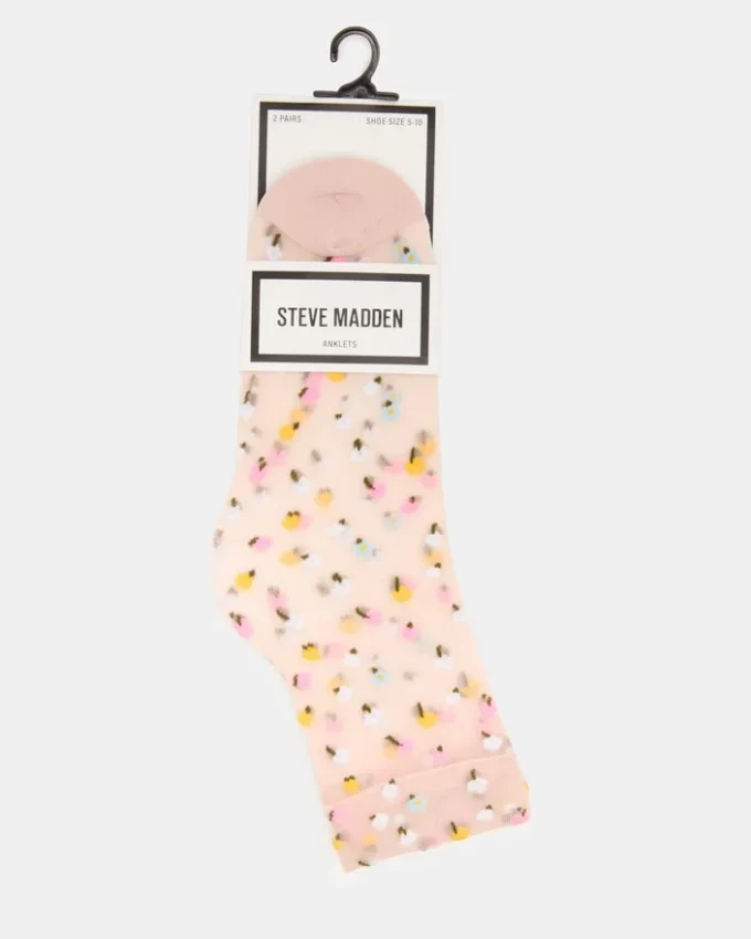 Pack de 2 calcetines de tul con estampado de flores silvestres en color rosa palo Pack de 2 calcetines de tul con estampado de flores silvestres en color rosa palo